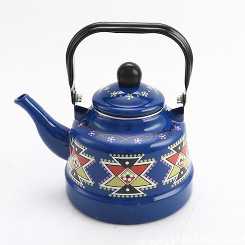 Bouilloire sifflante en émail de 1,1 L, Style rétro, Accessoire de Cuisine Mignon (Bleu)