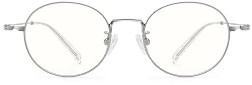 Dollger Blaulichtfilter Brille, Runde Retro Brille mit Titanrahmen für PC TV Tablet Unisex (Herren & Damen)