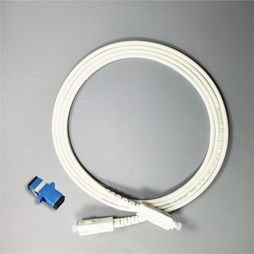 HAIZHI Cavo Patch in Fibra Ottica SC/UPC-SC/UPC 1,5 M Cavo di prolunga Internet in Fibra Ottica Bianca FTTH monomodale(1.5MUPC with Adapter)