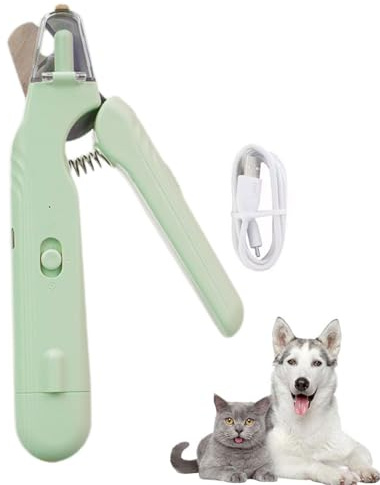 2 in1 Lautloses Krallenzwick und -schleifgerät für Hunde – Leise, Wiederaufladbar & Schonend, Elektrisch Krallenschleifer mit LED Licht, Nagelschere Trimmer Nagelfeile für Hunde und Katzen (Grün)