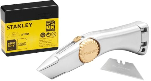 Stanley Retractable Heavy-Duty Titan Trimming Knife with 100 Spare Blades – Durable, Ergonomic Design for Precision Cutting in DIY, Craft, and Professional Projects