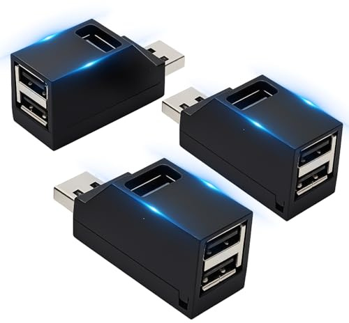 3PCS 3 Port USB 3.0 Hub, Mini USB Hub mit 1 USB 3.0 & 2 2.0 Anschlüssen, Splitter Erweiterungsadapter, Datenhub für Laptop, PC, kompatibel mit Flash-Laufwerk, Tastatur, Maus und mehr