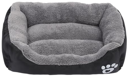 Mateju Hundebett Rechteckig Flauschig, Plüsch Haustierbett Katzenbett Flauschig Warme Hundekissen Strapazierfähig Katzenkissen für Mittelgroße Kleine Hunde Katzen (Schwarz,54x42x11cm)