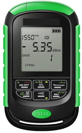 Power Meter Fibra Ottica Misuratore di potenza ottica for batteria Li-Lion 4 in 1, localizzatore visivo guasti, test dei cavi rete, tester for fibra VFL(OP60NT-V15 15KM)