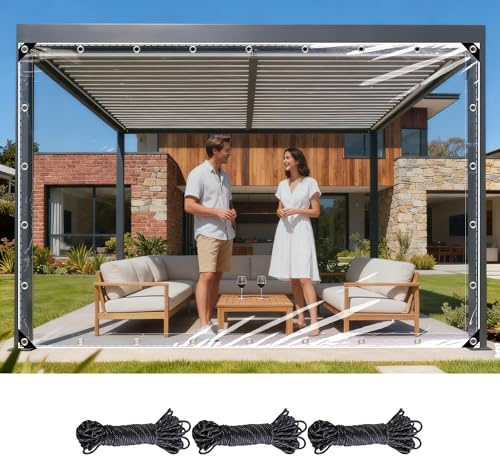 Bâche Transparente avec Œillets 120 x 230 cm Protection Contre Le Vent Bâche Imperméable en PVC Transparent avec Œillets Anti Déchirure pour Meubles de Jardin, Couleur Transparente