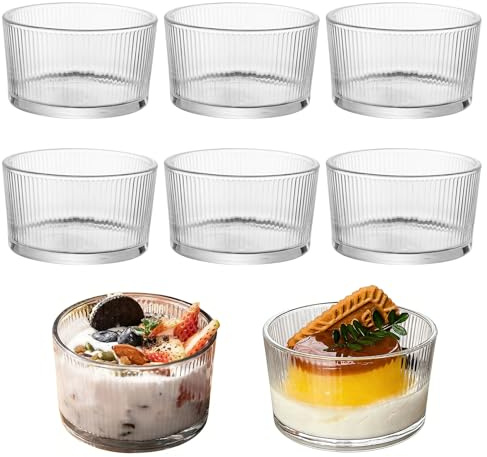 Bocguy Lot de 8 bols à dessert en verre transparent de 200 ml - Petits bols à glace en verre pour tiramisu, panna cotta, glace, pudding, confiture et plats sucrés
