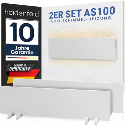 Heidenfeld Schimmel - Infrarotheizung HF-AS100 | Frostwächter | 2er Set | Schimmelentferner Wand & Bad | Schimmel Heizung ohne Chemie | Schimmelschock | Alternative zu Anti Schimmelspray & Farbe