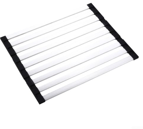 Escurridor de platos enrollable, escurridor de platos de acero inoxidable a prueba de óxido para drenar platos y verduras en la cocina (3)