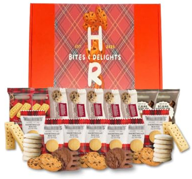 Shortbread Biscuit Gift Hamper by HR Bites & Delights | Luxury All Butter Biscuits, Afternoon Tea Hamper, Tea and Biscuit Gift Set, Letterbox Food Gift, Romantic Hamper for Men & Woman