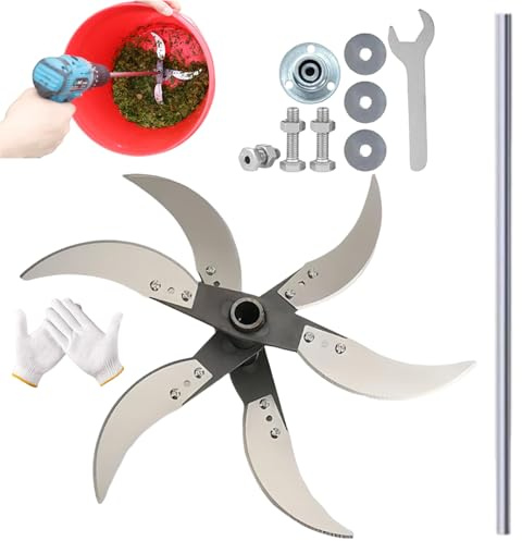 Household Farming Grass Shredder Knife Blades, 4/6 Blade Stainless Steel Shredder Knife, Adjustable Diameter Livestock Feed Crushing Blades with 12 Mounting Holes, Mproved Efficiency (6-Blade)