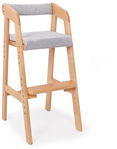 YOLEO Mitwachsender Kinderstuhl aus Holz, höhenverstellbar, ergonomischer Sitzstuhl für Kinder bis 12 Jahre, Buche, für Lernen & Tisch (mit Kissen)