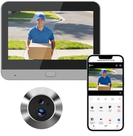 Videocamera spioncino wireless smart per porta, con monitor LCD da 4,3 pollici, visione notturna HD 1080P, sensore di movimento PIR, batteria da 5000 mAh per la sicurezza domestica e l'ingresso in
