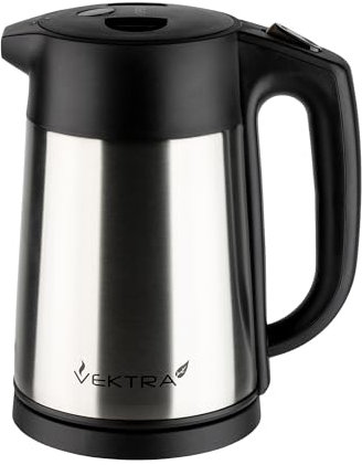 Vektra VEK-1506 Vacuum Insulated Enviromentally Eco Friendly Easy Pour Cordless Kettle, 1.5 Litre, Stainless Steel