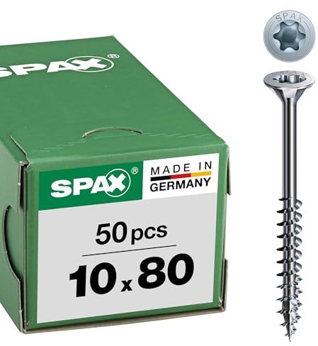 SPAX Holzbauschraube, 10, 0 x 80 mm, 50 Stück, T-Star plus, Senkkopf, Teilgewinde, 4CUT, Wirox A3J, 0191021000805, 10 Stück, 191011000805