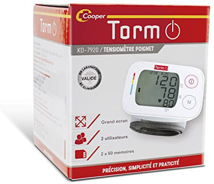 TORM - Autotensiomètre Poignet - Mesure de la tension artérielle - Brassard ajustable - Autotensiomètre - 1 unité