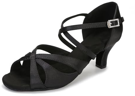 Women's Latin Dance Shoes Female's Ballroom Salsa Dance Shoes with 2.5 Heel(A-Style Black Size 11)