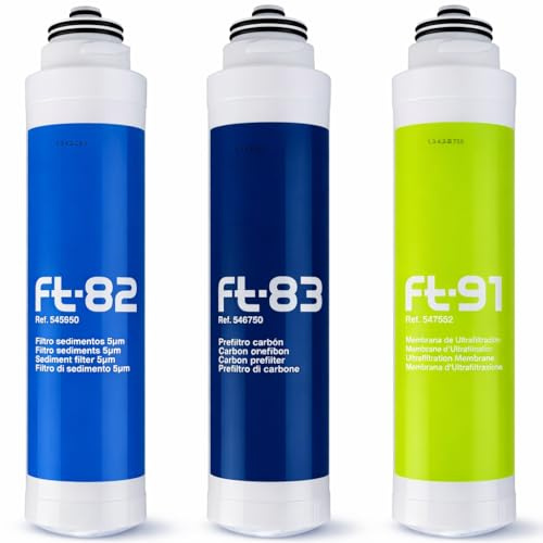 Ersatzfilter für FT-LINE 3. Aktivkohle-Wasserfilter-System mit UF-Filtration ohne Wasserhahn inkl. Anschlusset geeignet für Sprudel-Lok, Sprudelux, Sprudelgeräte, Wassersprudler, Sprudelsysteme