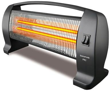 Taurus PR2 Radiatore, Stufa, Tubi di Vetro al Quarzo, Due Intensità di Calore, Antiribaltamento, Protezione Termica di Sicurezza, 600/1200W, Plastica, Multicolore