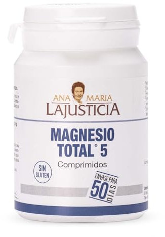 Ana Maria Lajusticia, Magnesio total 5 Disminuye el cansancio y la fatiga,mejora el funcionamiento del sistema nervioso. Apto para veganos. 100 Unidades (Paquete de 1)