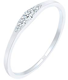 DIAMORE Damen Echtschmuck Ring Verlobungsring mit Diamant (0,09 ct) Bridal in 925 Sterling Silber