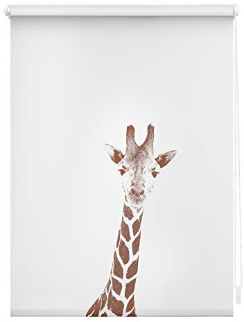 Lichtblick Klemmfix Verdunklungs-Rollo mit Motiv, ohne Bohren, Blickdicht, Seitenzugrollo, Made in Germany, Giraffe - Braun 45 x 150 cm (B x L)