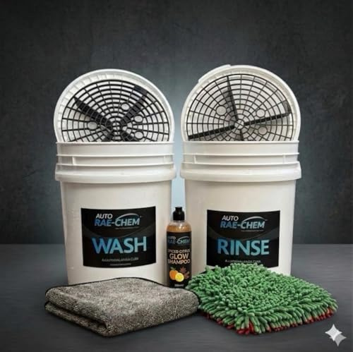 Car Wash Kit 2 Bucket Wash System Shampoo Mitt Drying Cloth Vikan
