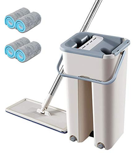FYTVHVB Trapeador Giratorio a Mano con balde Exprimidor Plano Trapeador en Aerosol Hogar Cocina Herramienta de Limpieza de Pisos