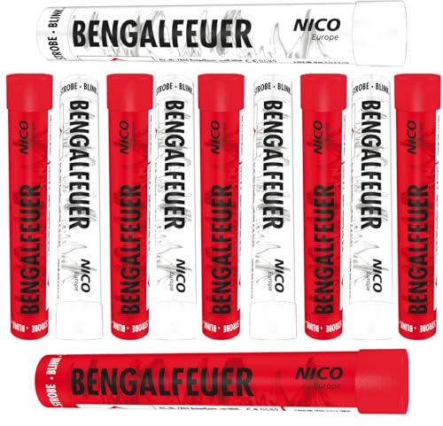 Nico Bengalfeuer 10 Stück ( 5 weiß blinkend + 5 x rot blinkend ) Feuerwerk Bengalos Party Fußball von Aktivhandel