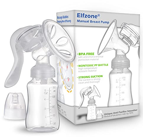 Elfzone Portable Manual Breast Pump - Silicone Hand Feeding Pump