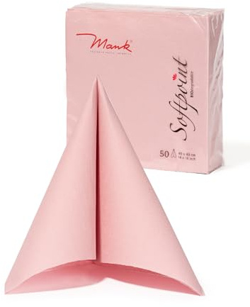 Mank Servietten Softpoint 2-lagig 40 x 40 cm 1/4 Falz,soft wie Tissue und stabil wie Airlaid, praktische Einmal-Serviette mit Softpoint Prägung, 50 Stück (Altrosa)