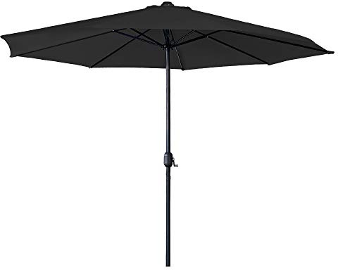 NAIZY Sonnenschirme 350cm Alu Sonnenschirm mit UV Schutz 40+ und Ø38mm Regenschirmgriff Gartenschirm Strandschirm Kurbelschirm für Garten, Balkon, Terrass (350cm Dunkelgrau)