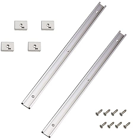 Umelee T-Schiene 400mm 2 Stück, Aluminiumlegierung T Track, T Nut Schiene, Mitra Track Jig Fixture Slot für Holzbearbeitung mit M6 Schiebern 2 Stück, M8 Schieber 2 Stück, Schrauben 8 Stück
