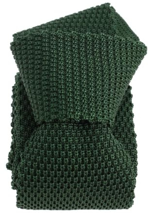 Tony & Paul. Cravate tricot. TONY, Soie. Vert armée - Uni - FABRIQUE EN ITALIE.