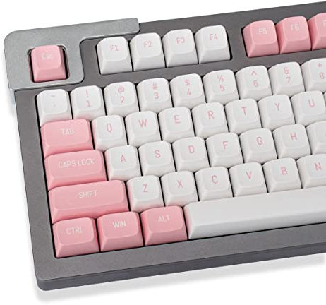 Pink White Keycaps Set 150 Keys MSA Profile Double Shot ISO/ANSI Layout for Cherry MX Switches Mechanical Gaming Keyboard