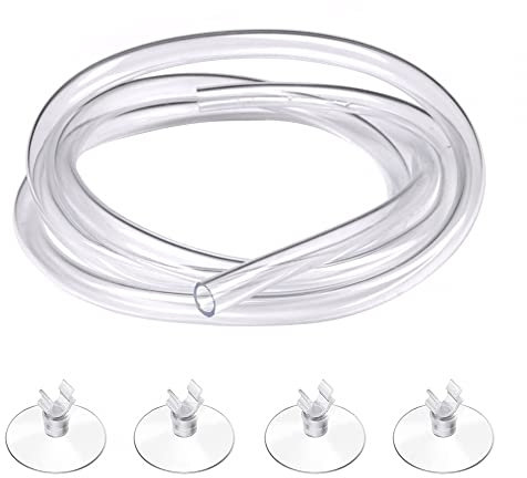 DONGKER CO2 Schlauch Aquarium, 5m Aquariumschlauch mit 4 Saugnapf für Aquarien, 4mm(3/16) Innendurchmesser