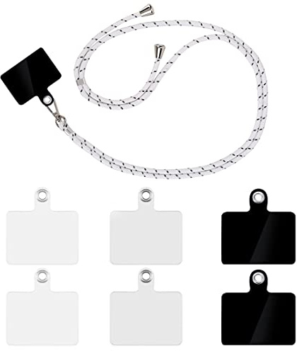 6 parches de repuesto para teléfono con anillo de metal cordón universal para teléfono celular parche de correa con 1 cordón para iPhone Samsung Galaxy Xiaomi Huawei Poco