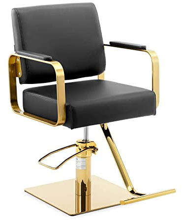 Physa Physa Otley Black Sillón de peluquería con reposapiés Color Negro/Dorado Silla de Peluquero/barbero Regulable en Altura