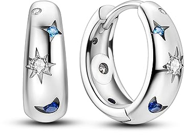 NARMO 925 Sterling Silber Sonne Ohrringe für Damen Blue Moon Ohrringe