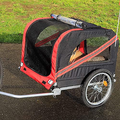 Fahrrad anhänger Fahrradanhänger-Lastenwagen for Hunde Und Haustiere, Fahrrad-Lastenanhänger Mit 3 Eingängen, Großen Rädern Und Netzgitter, Einfach An Fahrräder Anzuschließen Und Zu Trennen
