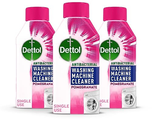 Dettol Antibacterial Washing Machine Cleaner, Pomegranate, Multipack of 3 X 250ml, Total of 750ml, Deep Clean, Limescale Remover, Removes Odours, Antibacterial, Disinfectant, Laundry