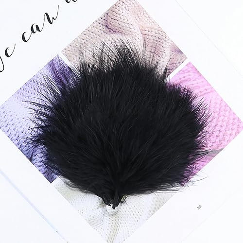 50/100 Stück Mint-Truthahnfedern, flauschige und weiche Bastelfedern für DIY-Schmuck, Dekoration, Kleid, Kopfbedeckung, Fliegenbinden, Material, Schwarz, 50 Stück