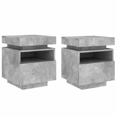 vidaXL Mesitas de Noche con Luces LED 2 uds Gris hormigón 40x39x48,5cm