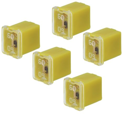 sourcing map Automotive Cartridge Fuse 48V 60A Female Terminal J Case Box Low Profile for Car Truck Yellow 5pcs