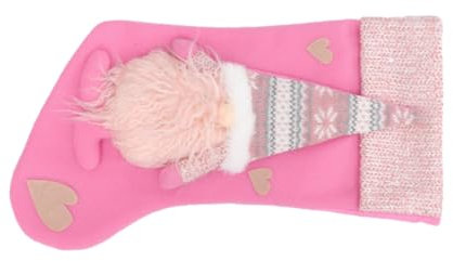Cabilock 1stk Weihnachtsschmuck Weihnachtsbaumzwerg Weihnachtliche Kamindekoration Geschenktüte Mit 3D-Strumpf Weihnachtsstrümpfe Behandeln Taschen Anhänger Fenster Socke Polyester Rosa