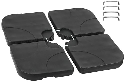Simple Deluxe Lot de 4 plaques de Base de Parasol déporté avec Verrouillage en U pour Eau ou Sable, capacité de 80 kg, Croix Noire