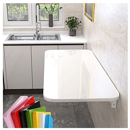 Wandklapptisch, Klapptisch, Wandtisch, Stabiler Klapptisch, Wandmontage, platzsparender Schwebeschreibtisch, Küchentisch, Kindermöbel, Laptoptisch, Esstisch, 60x50cm/24x20in weiß