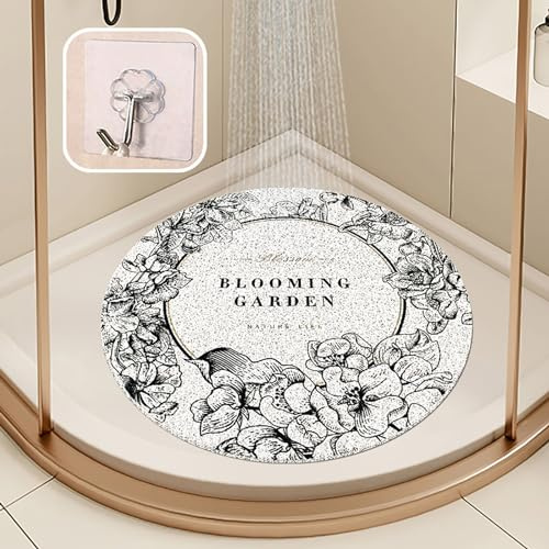 Pevfeciy Rund Duscheinlage 75x75 cm PVC Duschmatte rutschfest Weich Duschwanneneinlage mit Haken Badezimmermatte schnell trocknen Hohe Wasserdurchlässigkeit