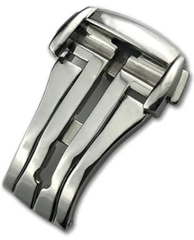MODBAND Faltschließe für Uhren mit Faltschließe, 16 mm, 18 mm, 20 mm, für Omega, Lederarmband, Gummiband, 316L-Stahl, Schwarz, Silber, Zubehör