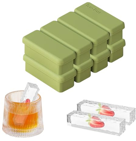 YARRAMATE 2 Pack Large Size Silicone Ice Cube Molds with Lid, Rectangle Ice Cube Tray for Cocktail, Whiskey Cocktails, BPA Free, Easy Release(Green)
