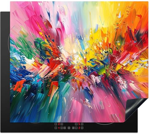 KitchenYeah© Protezione Piano Induzione Cucina Copri Fornelli Proteggi di | 60x52 cm - Cottura Antiscivolo Tappetino Colori - Arte - Graffiti